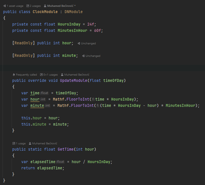 This image shows the clock module code!
